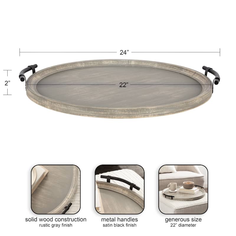 Kate and Laurel Bruillet Wood Ottoman Tray - 24x22