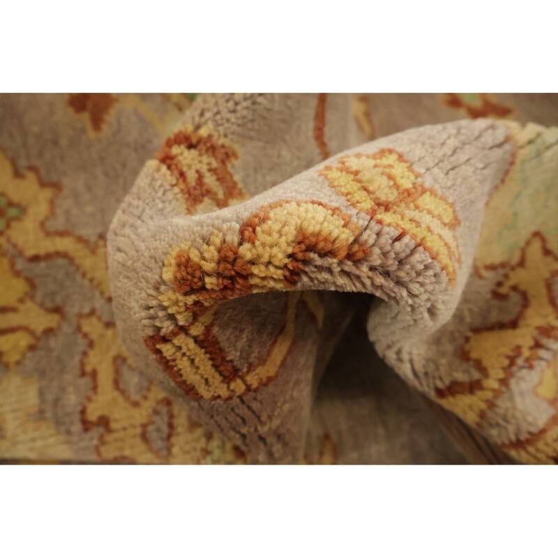 Hand Knotted Oriental 100% Wool Carpet Transitional Tribal Purples Oushak Area Rug - 10' 0'' X 7' 0''