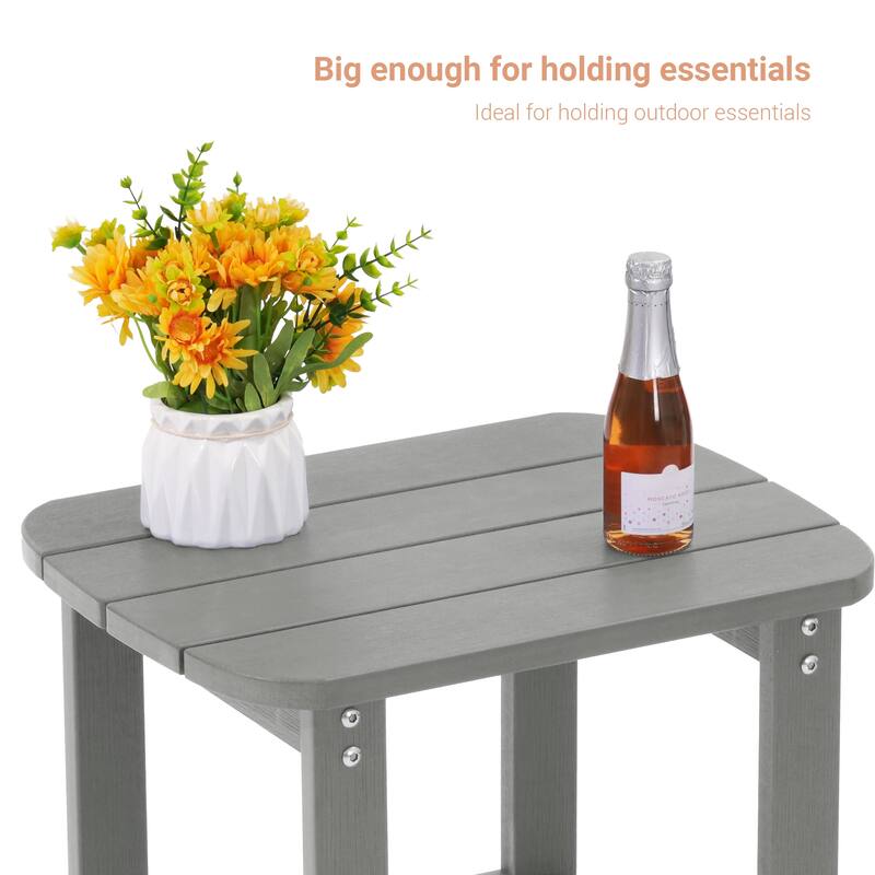 LIVOOSUN Patio Adirondack Plastic Wood Outdoor Side Table for Deck