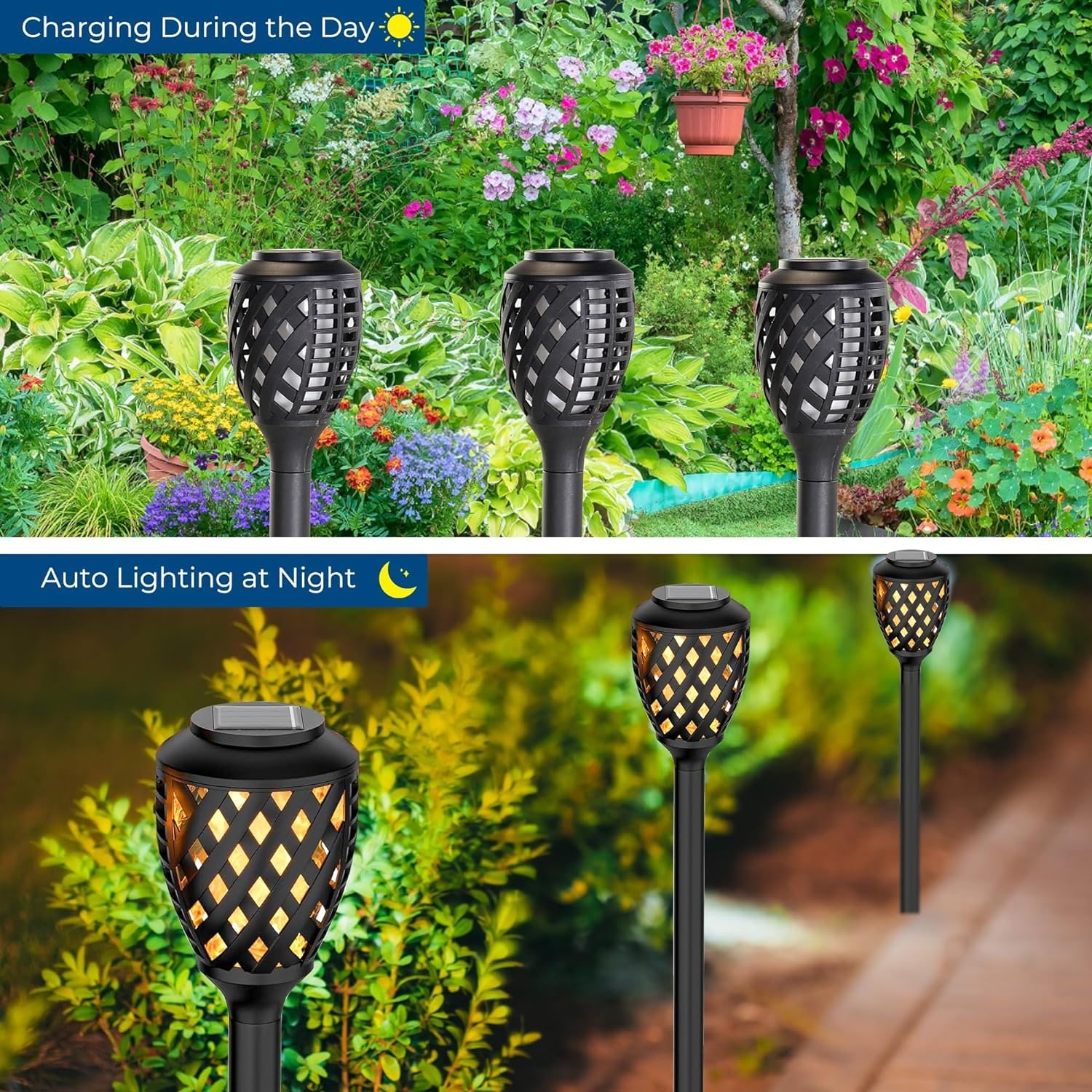 Flickering tiki torch solar lights cheap