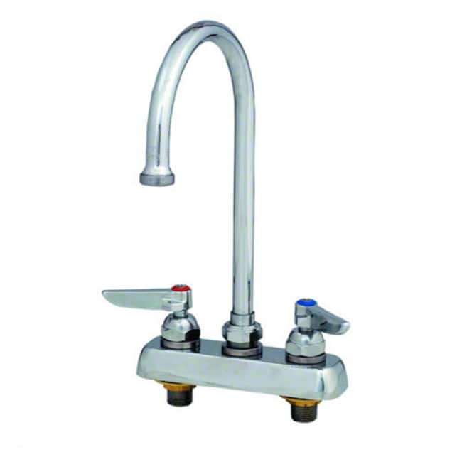 T and S Brass Deck Mounted Workboard Faucet with 4" Centers, 6" Swivel