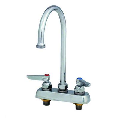 T and S Brass Deck Mounted Workboard Faucet with 4" Centers, 6" Swivel