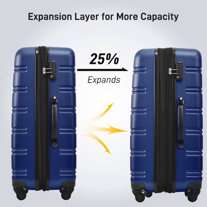 Hardshell Luggage Set 3-Piece with TSA Lock - 20", 24", 28" Spinner Suitcases, Lightweight ABS