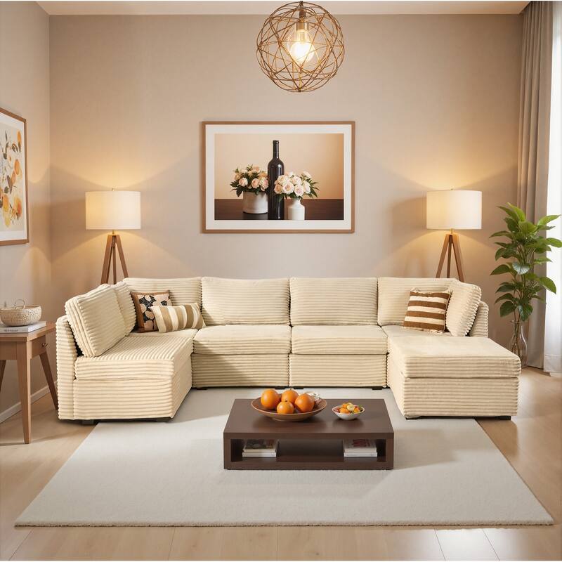 ​​OVIOS Modern Minimalist Fabric Sofa​ - Plush​​Beige