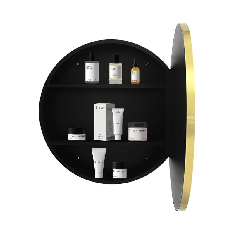 Metal Framed Wall-Mount Bathroom Medicine Cabinet with Mirror, Large Storage Space, Black Iron Powder Material