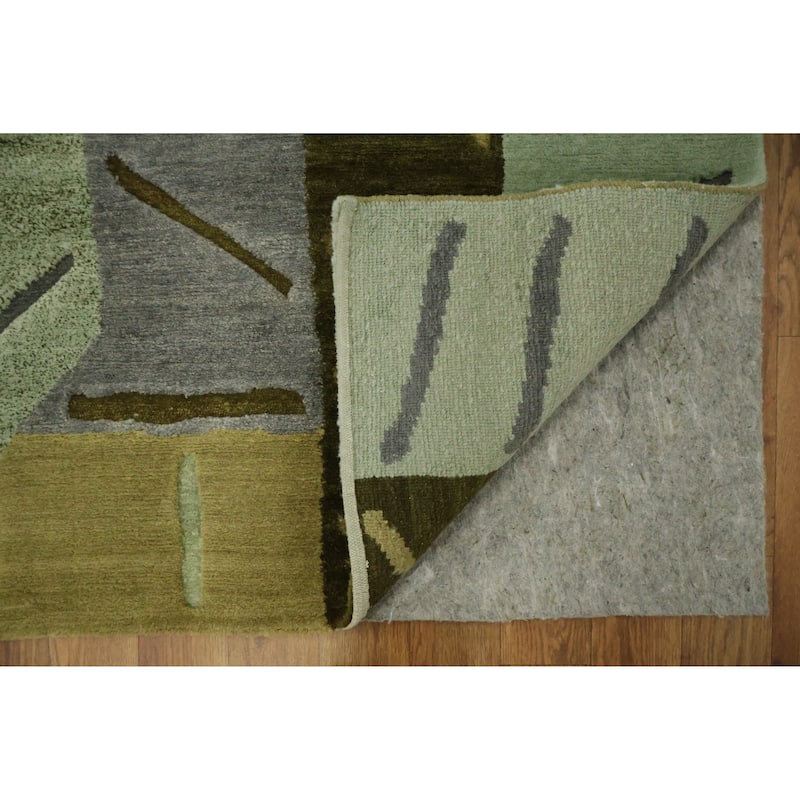 Hand Knotted Oriental 100% Wool Carpet Modern Abstract Multi-Colored Nepalese Area Rug - 5' 0'' X 3' 0''