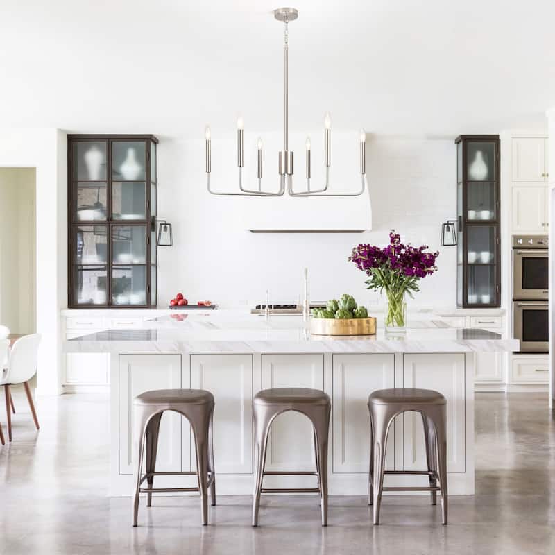 Modern 6-Light Simple Candle Chandelier for Kitchen Island, Living Room, Bedroom, Foyer