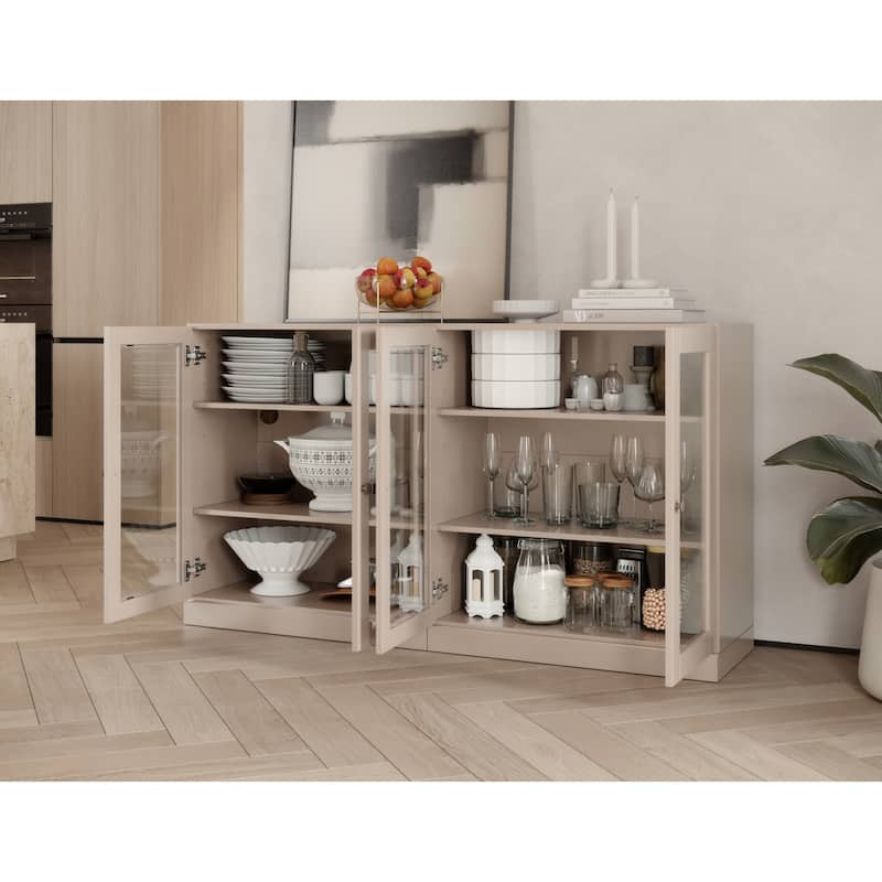 100% Solid Wood Sideboard with Glass or Solid Wood Doors by Palace Imports - 64" x 35.75"