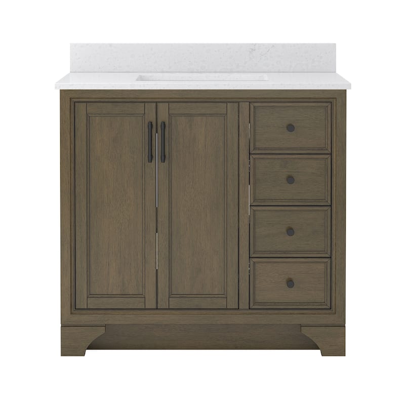 CRAFT + MAIN LCVT3722D-QCV Lanagan 37" Free Standing Single Basin - Shaded Timber