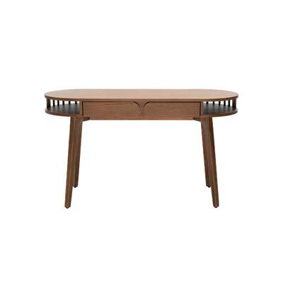 Studio London Quentin Oval Writing Desk in Oak Wood Modern Design
