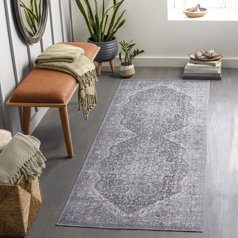 Livabliss Traditional Colin Medallion Washable Area Rug