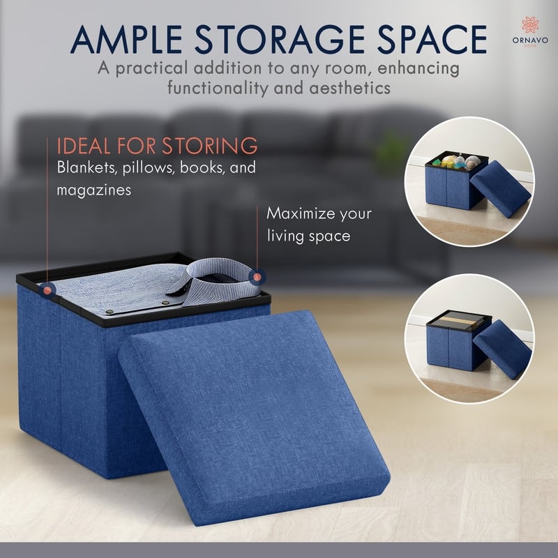 2 Pack Small Foldable Square Storage Ottoman Cube