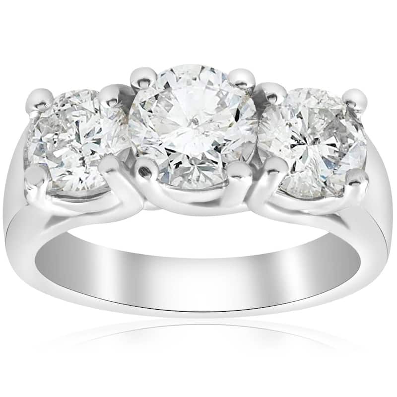 2 3/4ct Three Stone Diamond Engagement Ring White Gold