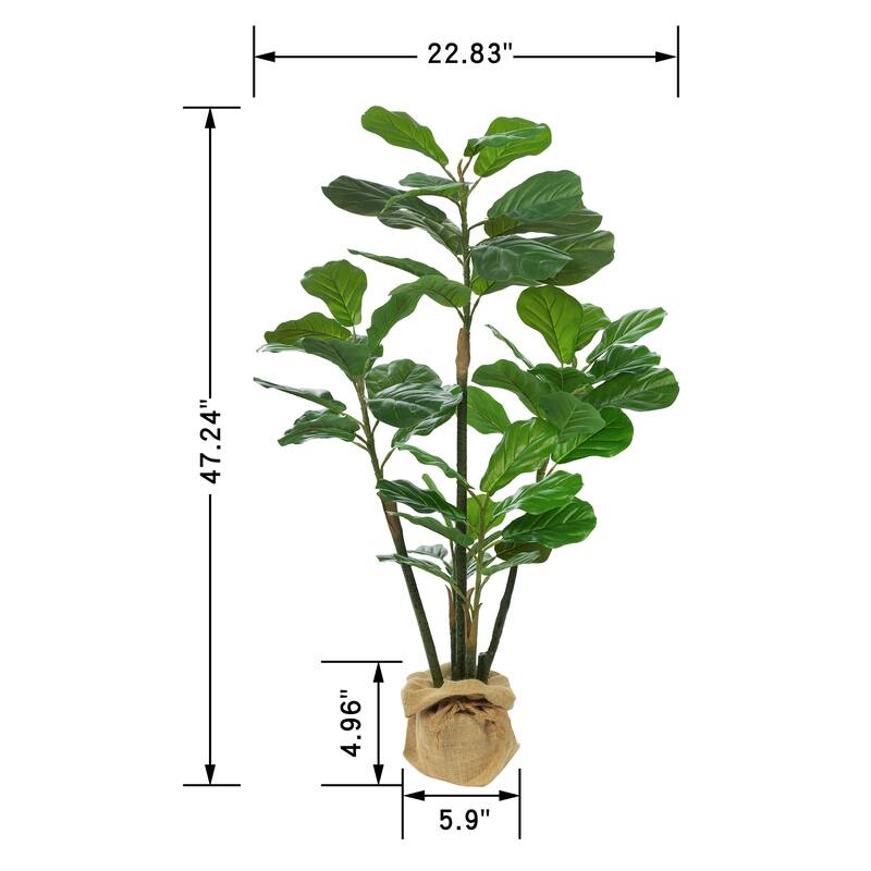 Fiddle Leaf Fig Faux Tree in pot (Set of 2) - Green - 47.24'' H x 22.83'' W x 18.11'' D