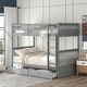 preview thumbnail 29 of 51, Twin Over Twin Bunk Bed Convertible 2 Platform Beds, Wooden Panel Bed with Ladder, Guardrail and 2 Drawers