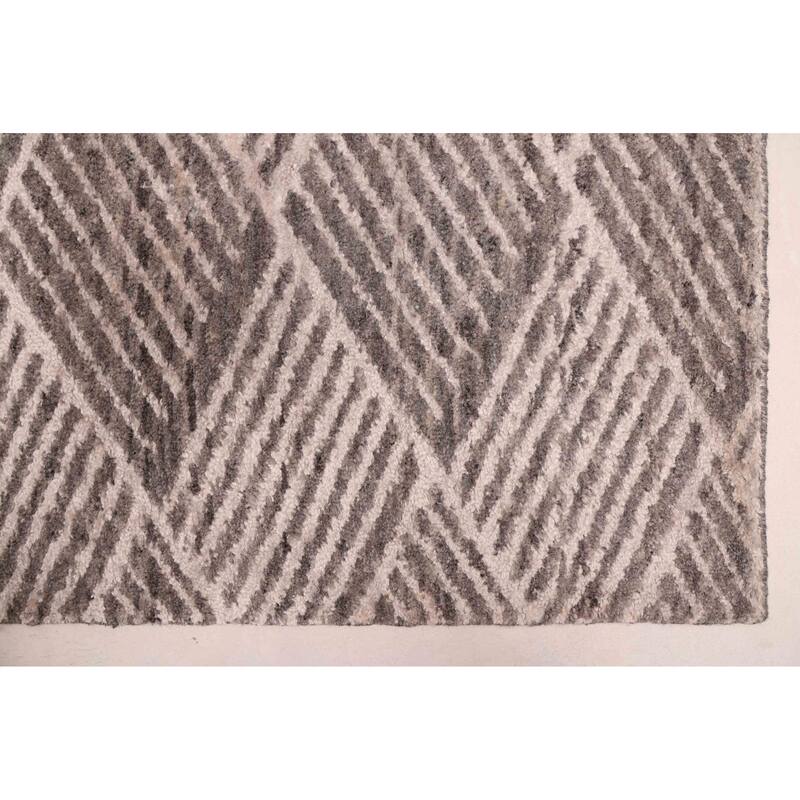 ECARPETGALLERY Hand Loomed Elysian Dark Grey Silk, Wool Rug - 6'0 x 8'11