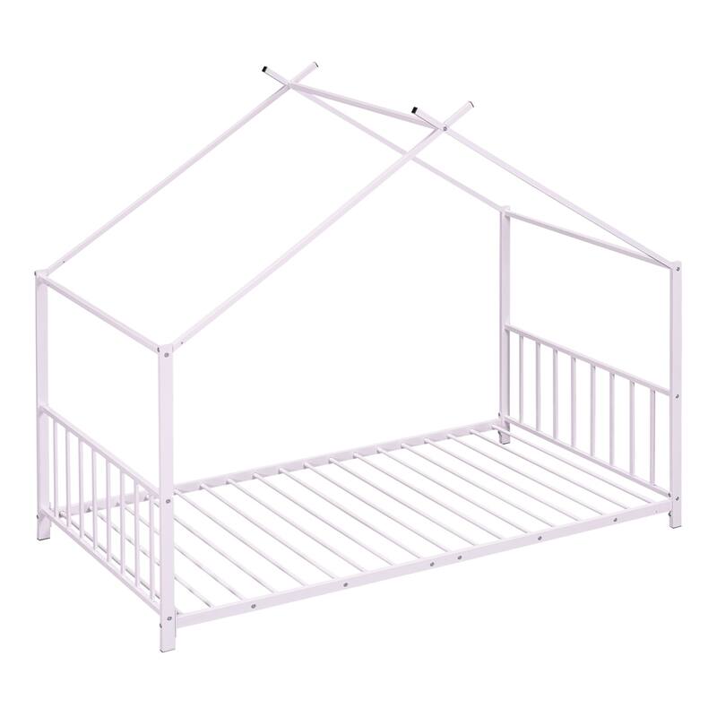 Twin Size Metal House Platform Bed with Legs