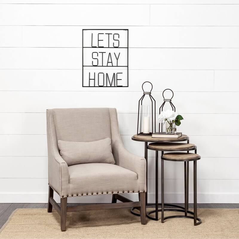 Let's Stay Home Black Metal Sign