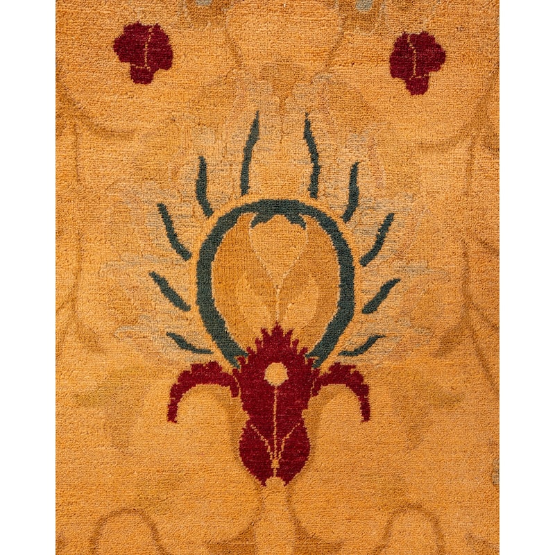 Overton Hand Knotted Wool Vintage Inspired Modern Contemporary Overdyed Orange Area Rug - 8' 10" x 11' 9"