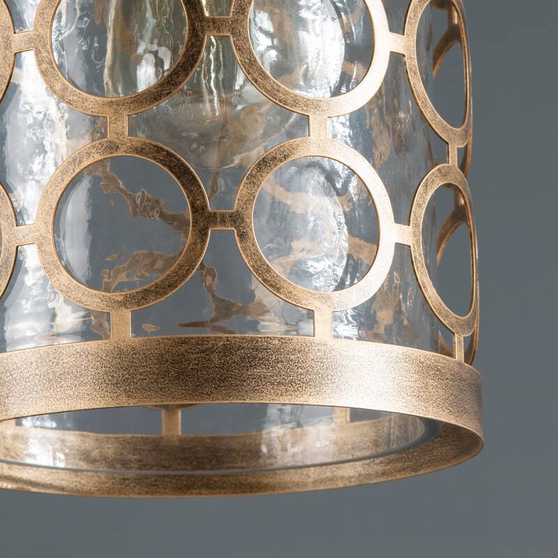 Rosalie Distressed Antique Brass and Glass Pendant - 6.75 x 6.75 x 12