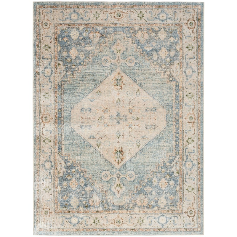 Nourison Astra Machine Washable Distressed Area Rug - 4' x 6' - Silver/Blue