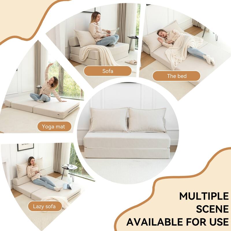 Twin Foldable Sleeper Chair Bed, 5-Second Bed for Dorm Living Room