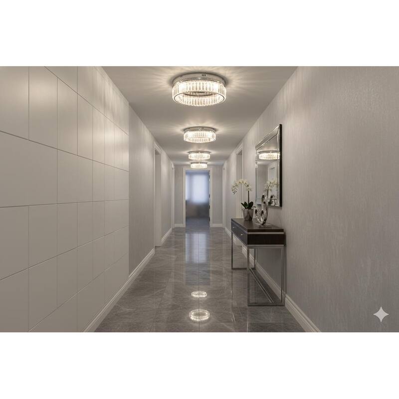 Transitional 1-Light Chrome Crystal LED Flush Mount