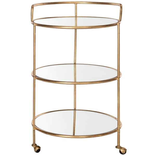 Safavieh Dulcinea 22-in x 35.4-in Silver Round Cart Bar