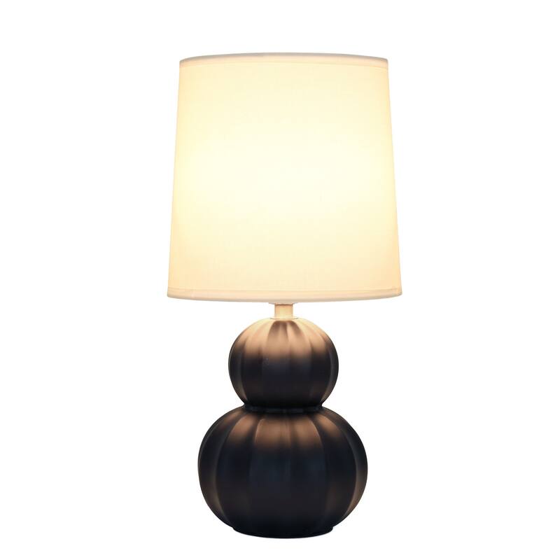 Stacked Double Gourd Ceramic Table Lamp with Tapered Shade - 12.5" - Black