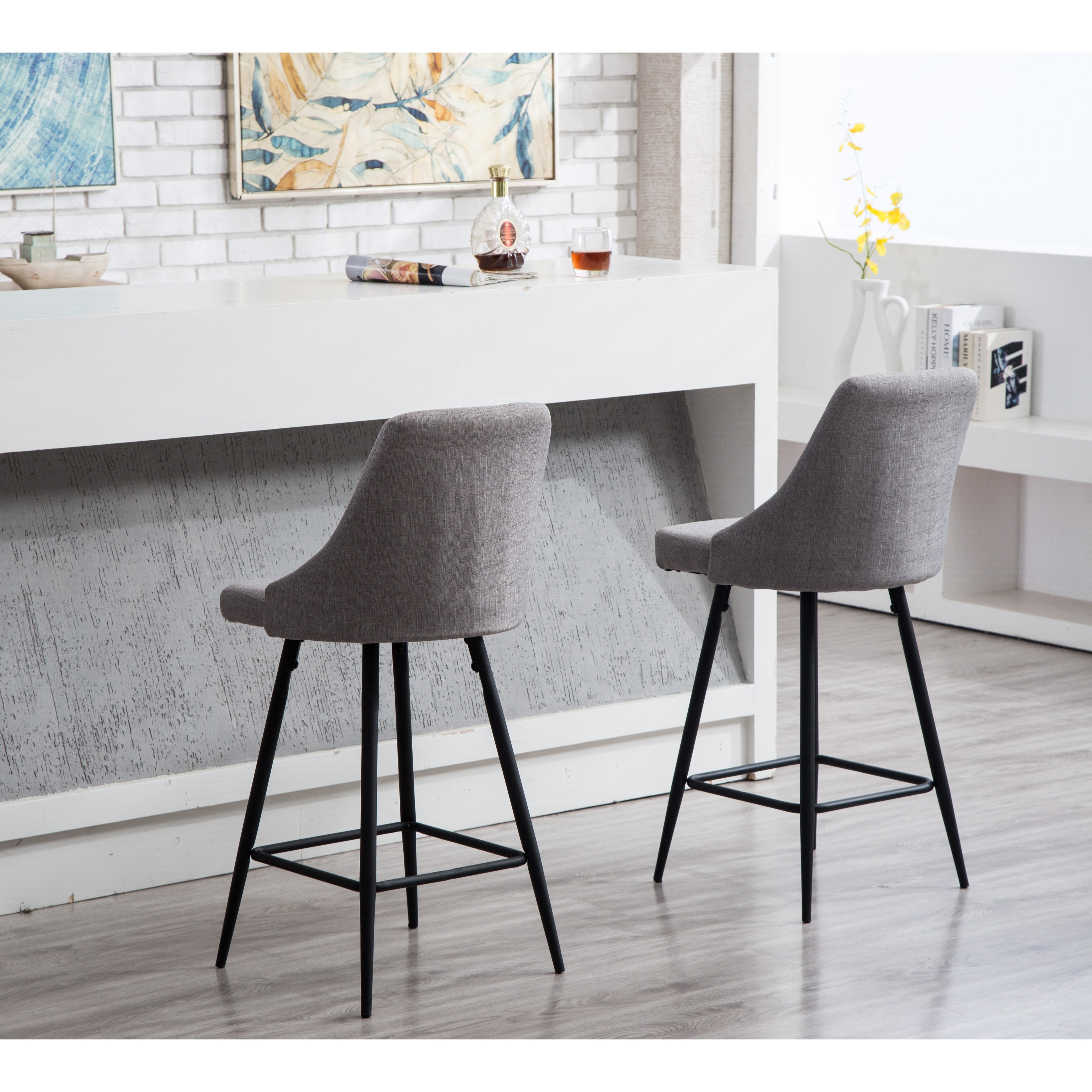 Fabric grey bar stools on sale