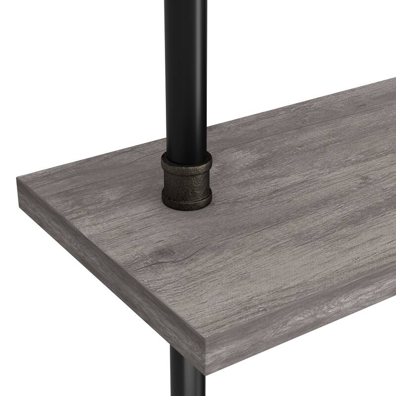 DH BASIC Industrial Vintage Grey 32-Inch Metal 2-Tier Wall Shelf by Denhour