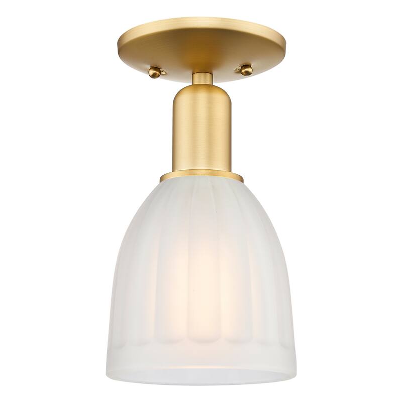 Innovations Lighting Endless Possibilities Arcadia - Brookfield - 1 Light 6" Semi-Flush Mount - Satin Gold/White