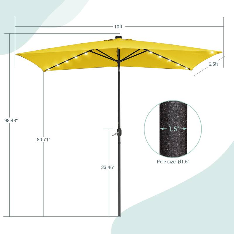 LIVOOSUN LED 10 x 6.5Ft Patio Table Umbrellas Outdoor Market Umbrella with Aluminium/Steel Pole, UV-Resistant Canopy
