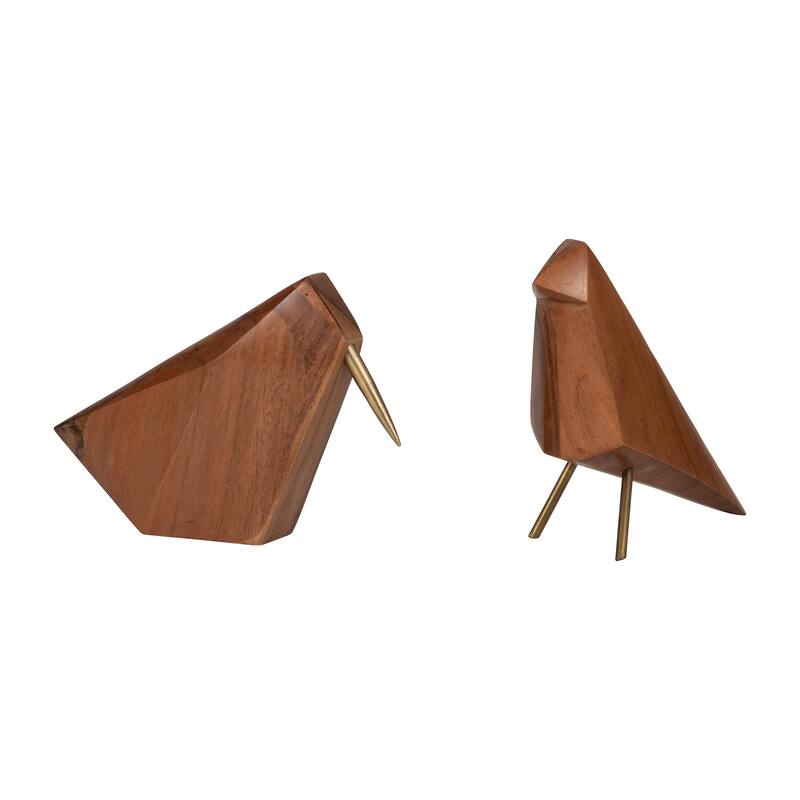 Sagebrook Home Wood, Standing Bird, Brown, Novelty, Solid Color