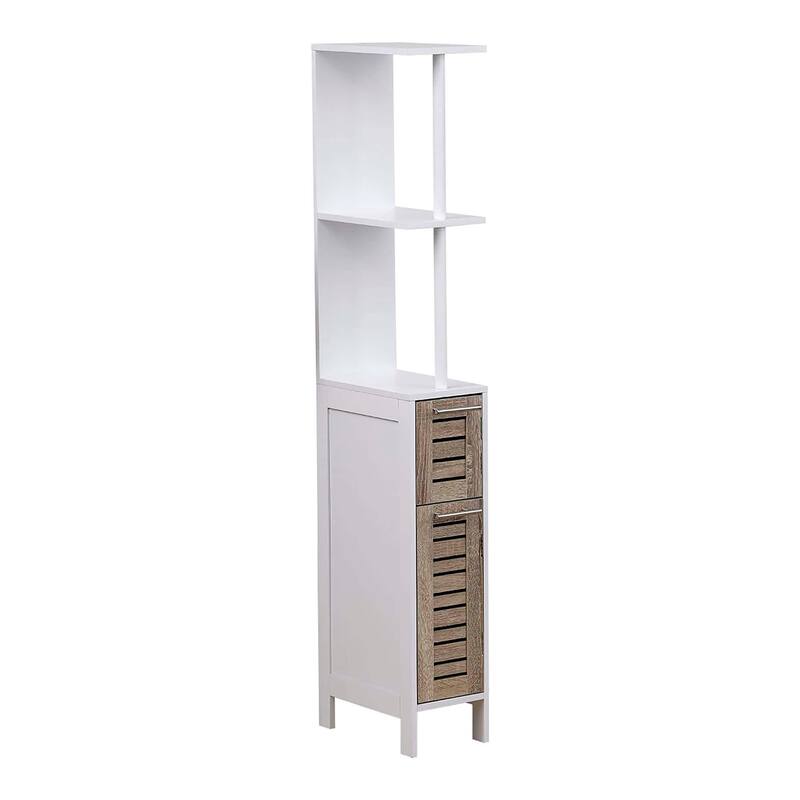 Stockholm Slim Bathroom Storage Cabinet Open Shelves Two Doors - 51.4"H x 7.2"L 12"W