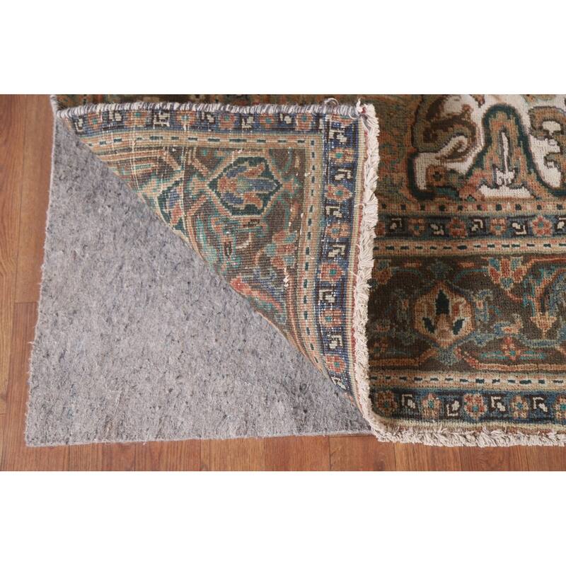 Hand Knotted Oriental 100% Wool Carpet Traditional Floral Oranges & Rust Heriz Area Rug - 9' 9'' X 6' 6''