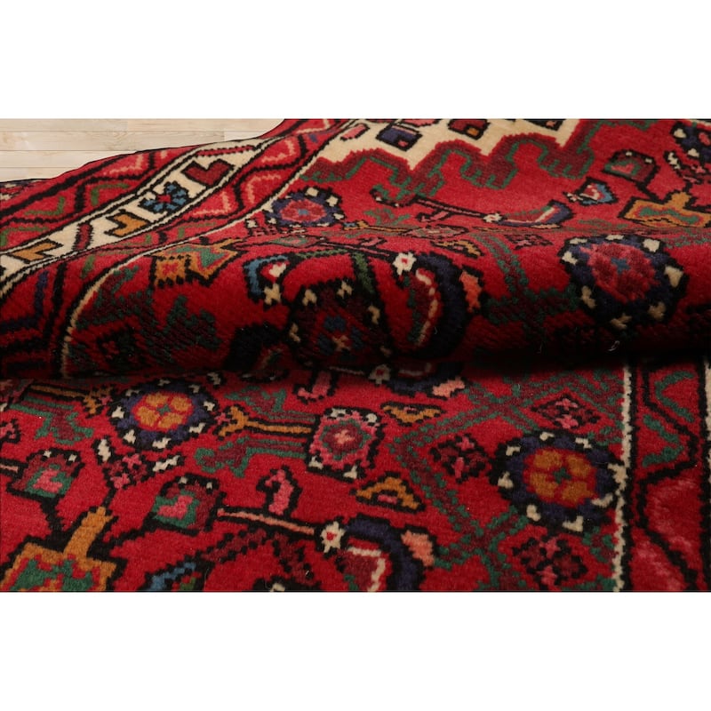 2'8''x9'8'' Runner Hand Knotted Wool Red Hamedan Traditional Rug - 2' 8'' x 9' 8''