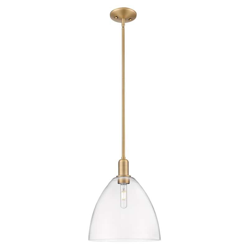 Innovations Lighting Endless Possibilities Arcadia - Bristol - 1 Light 12" Stem Hung Mini Pendant - Clear/Brushed Brass