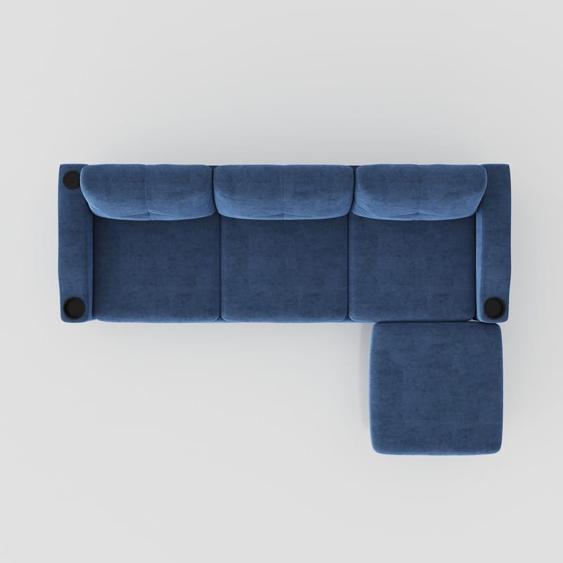 Modern Convertible L-Shaped Sectional Sofa with Storage Footstool for Home Office