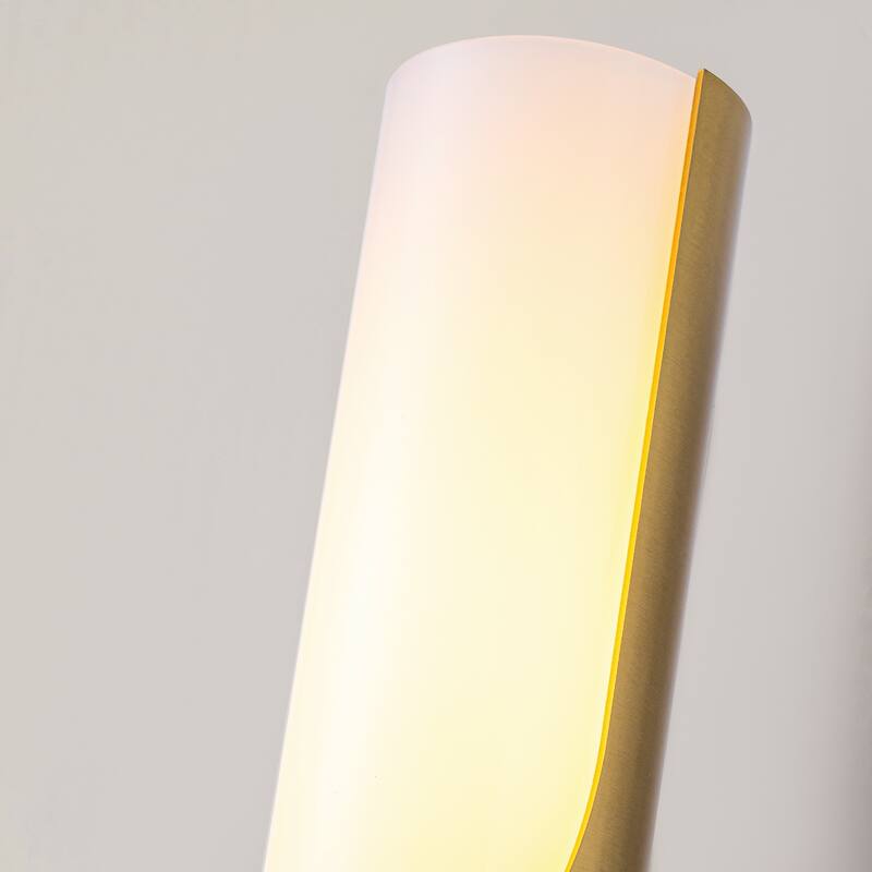 Modern 1-Light Brass Wall Sconce with Opal Glass Shade - 4.7" W x 4.3" D x 15" H