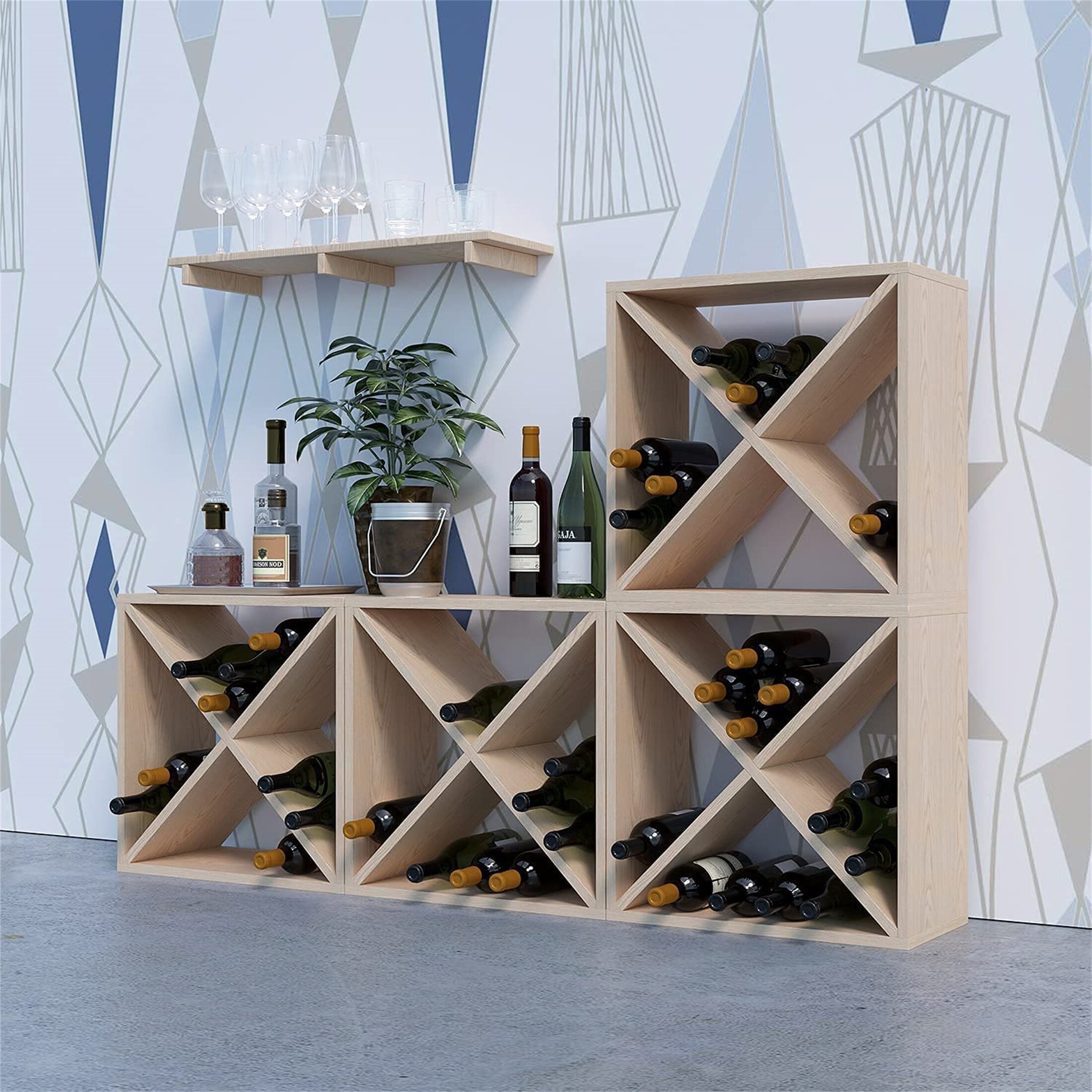 24 Bottle Wine Rack Wooden Compact Cellar Bar Storage Kitchen Display On Sale Bed Bath Beyond 35642901