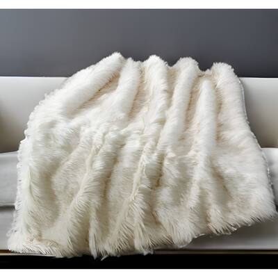 60" X 50" Brown Knitted Acrylic Animal Print Plush Throw Blanket