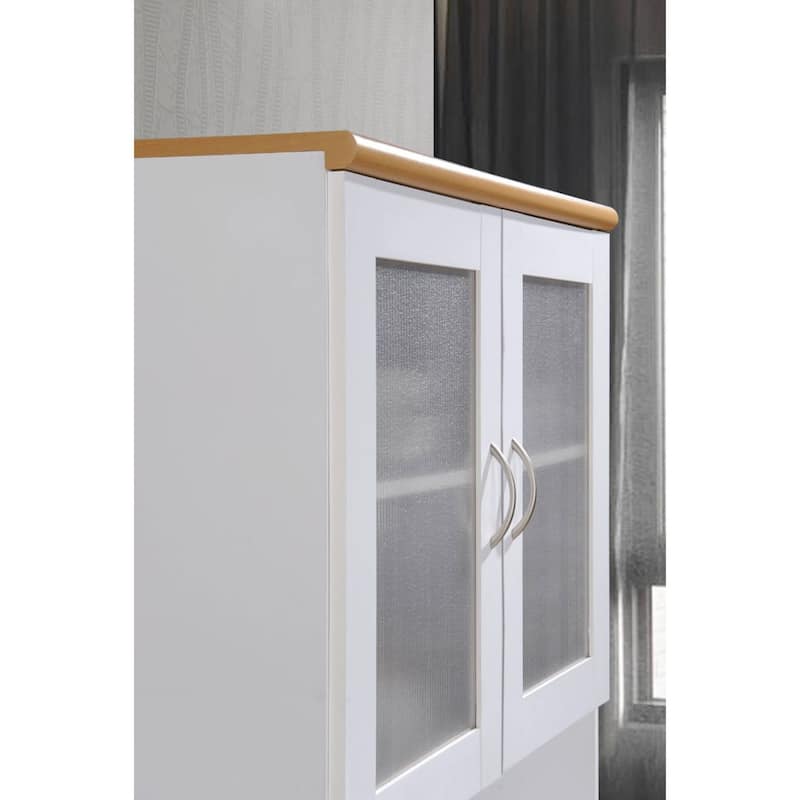 77.5" White Top and Bottom Enclosed Kitchen Cabinet