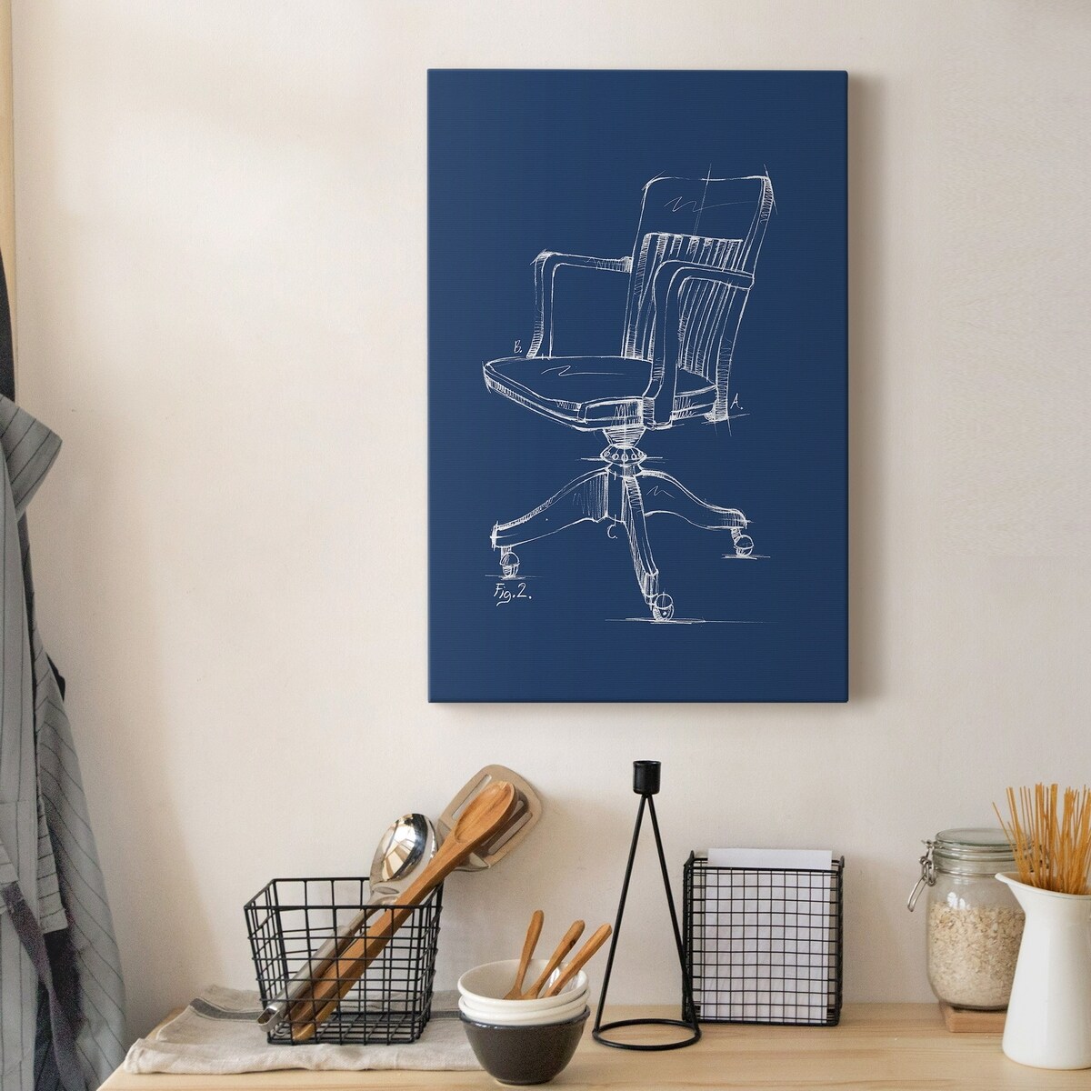 Office Chair Blueprint II Premium Gallery Wrapped Canvas Ready to Hang