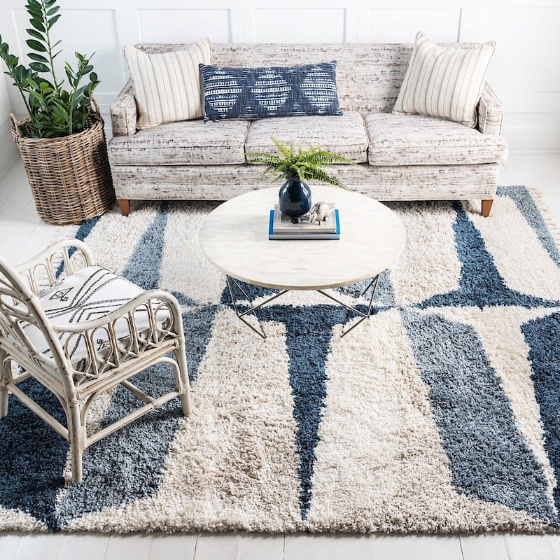 Shag Brico Collection Area Rug - 8' Square - Blue