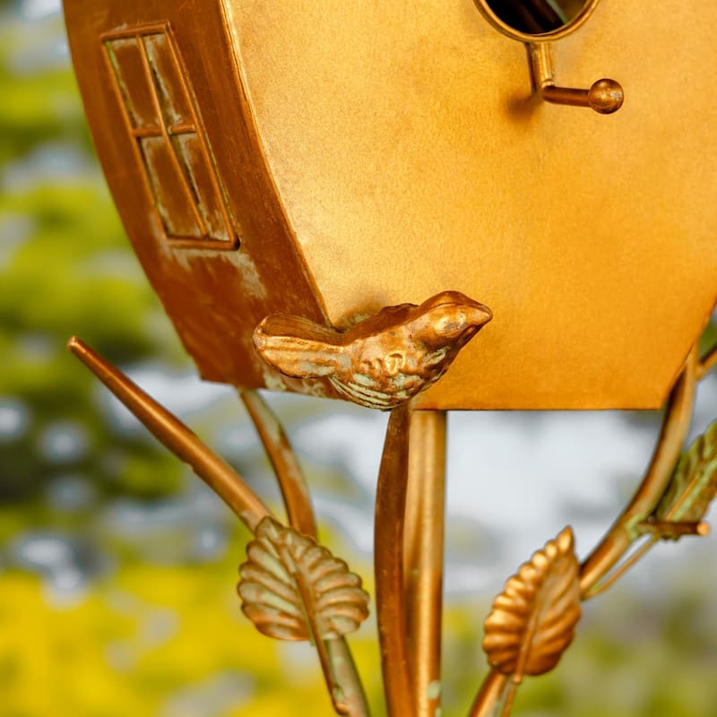Antique Copper Saran Birdhouse Stake "Sheila"