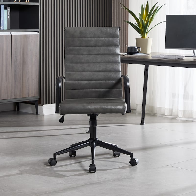 Ergonomic Office Chair Full-Grain Leather with Lumbar Support