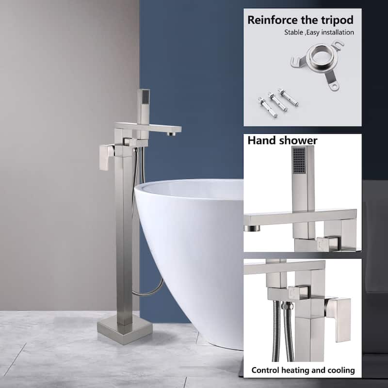 Topcraft Floor Mounted Bathtub Filler with Handheld Showerhead