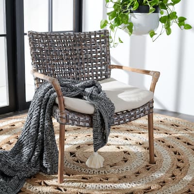 SAFAVIEH Collette Coastal Rattan Accent Chair with Cushion - 29.5" W x 26.2" L x 31.1" H