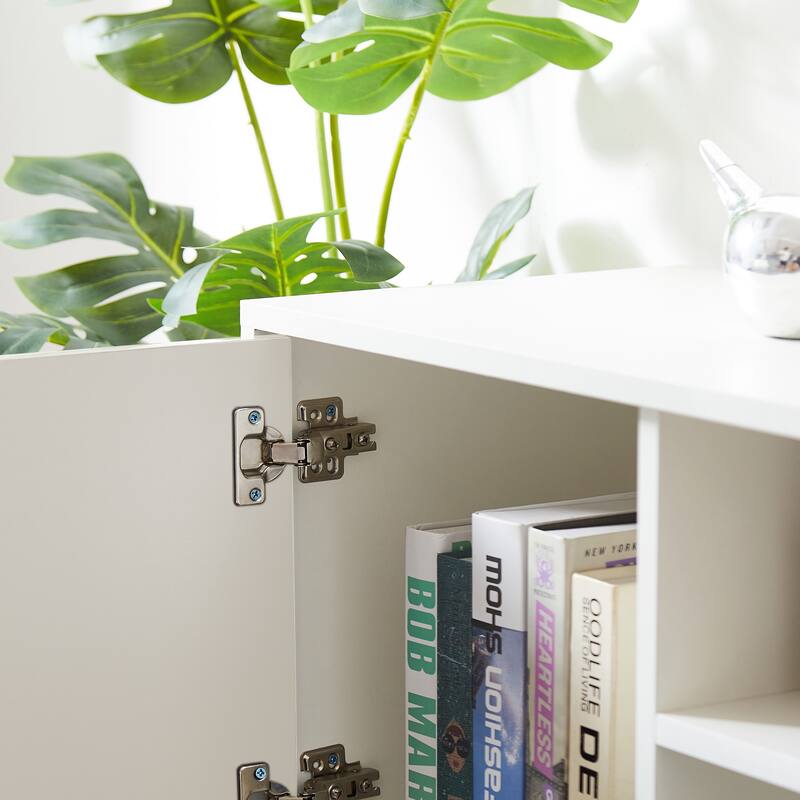 Modern Stylish TV Stand with 3 Storage Cabinets, LED Light Belt and 2 Shelf for Living Rooms and Gaming Rooms